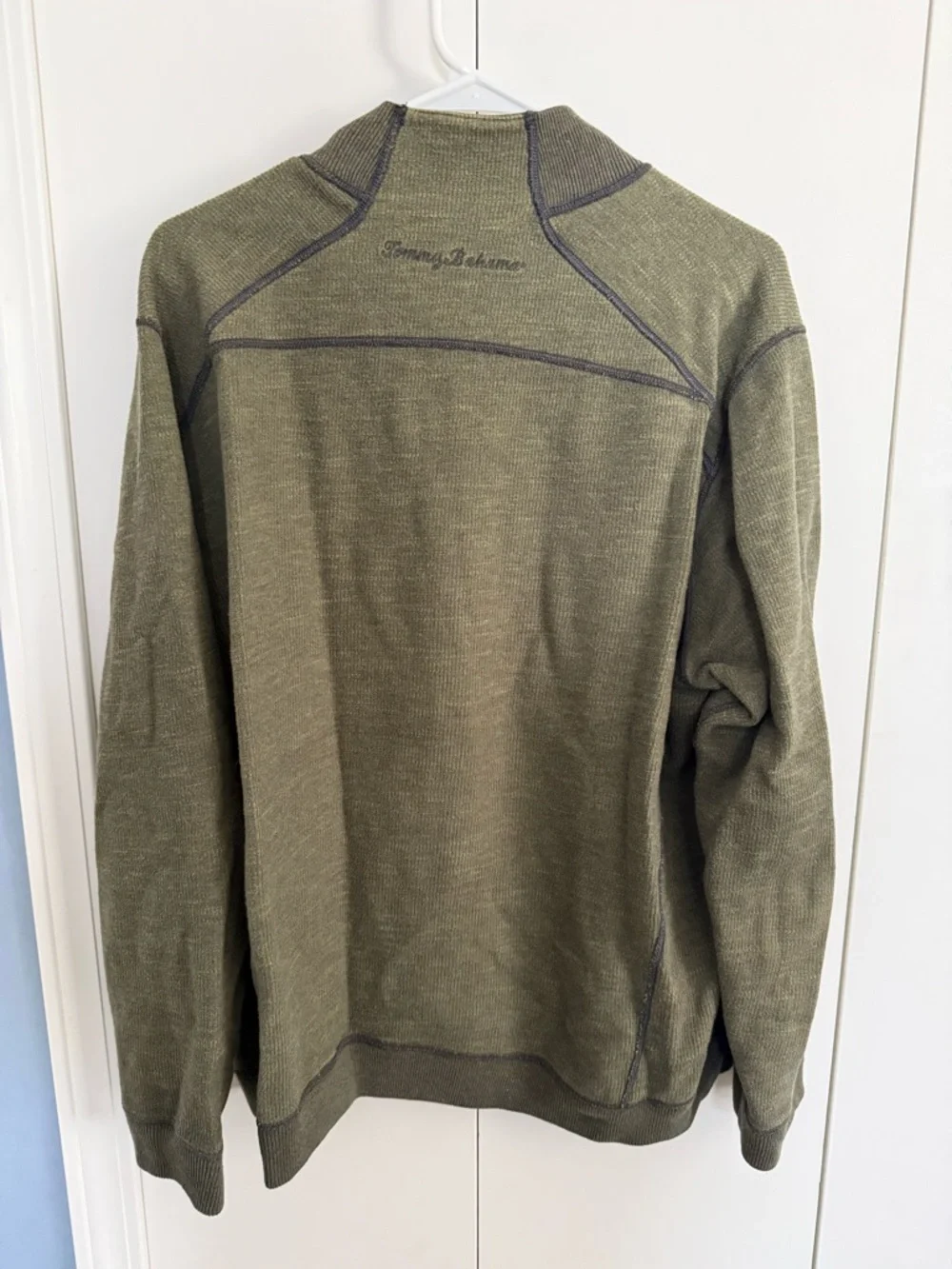 Tommy Bahama Olive Reversible Quarter Zip - Picture 4 of 8